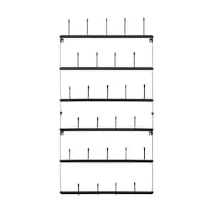 6-Tier 27 Hooks Black Wall Mounted Mug Hook Rack Cup Holder