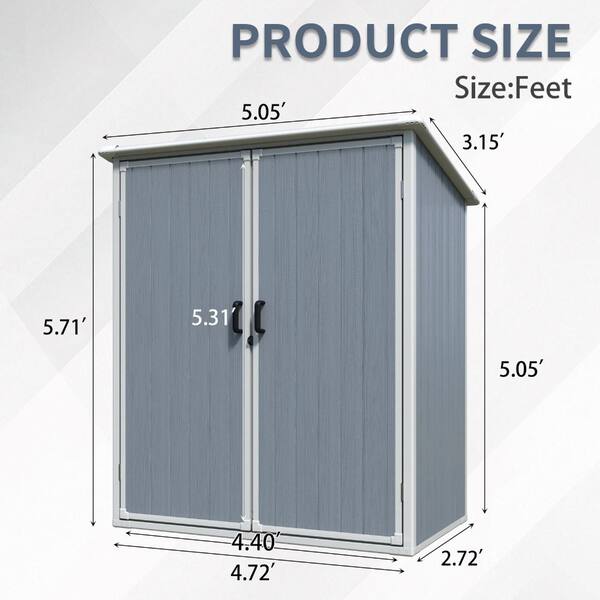 ToolCat 5 x 3 ft Outdoor Resin Storage Shed with Lockable Doors