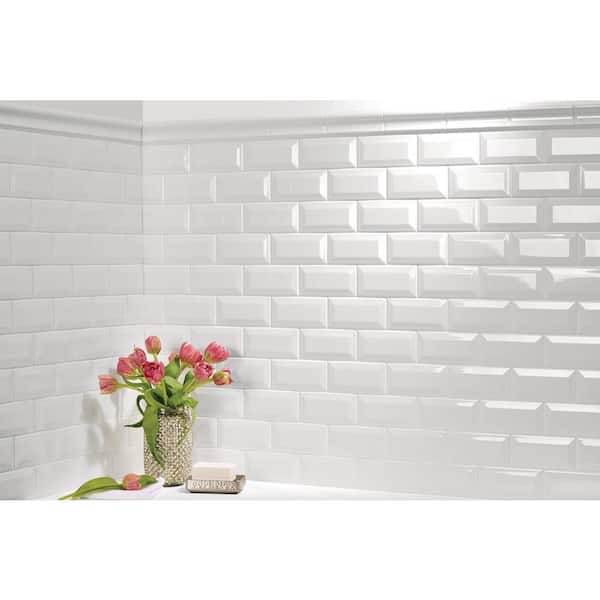 Daltile Finesse Bright White 3 in. x 6 in. Ceramic Beveled Wall