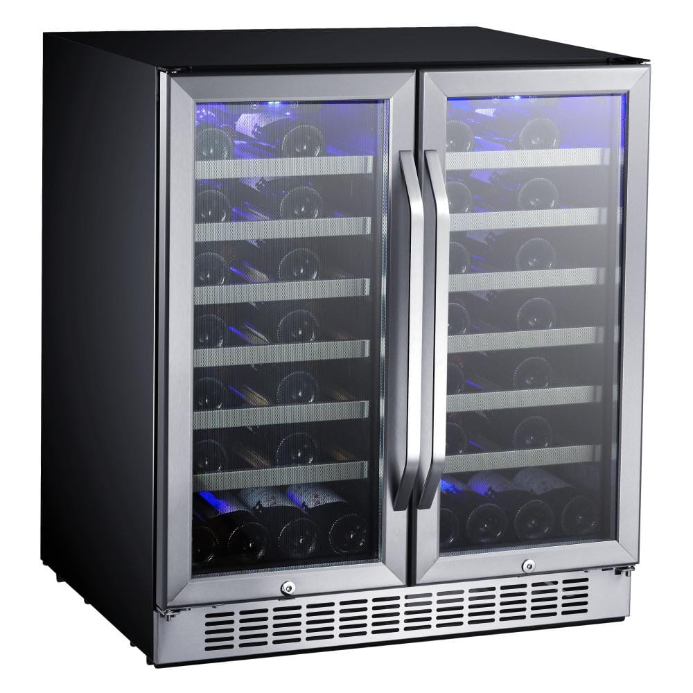 EdgeStar Dual Zone 56-Bottle Built In and Free Standing Wine Cooler, Silver -  CWR5631FD