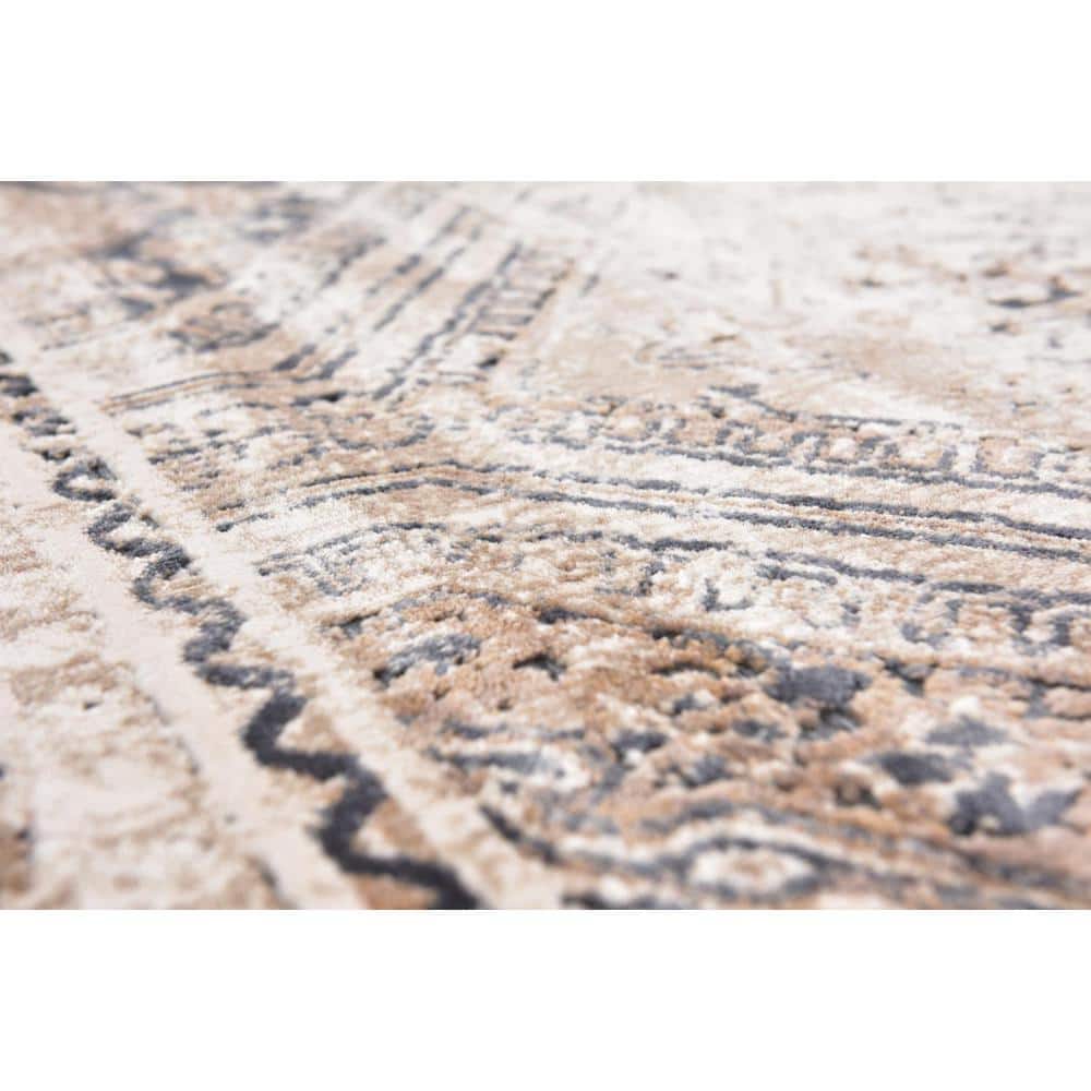 Eliza 7' Square Blue Beige Stain-Resistant Indoor Rug