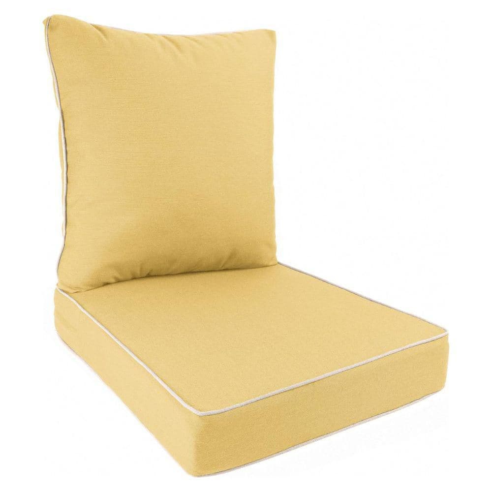 Sunbrella Outdoor Deep Seat Lounge Chair Patio Cushion Set (Seat Lounge Chair and Back) w/ Contrast Cord (Daffodil)23x24 price history on PriceWatchPro