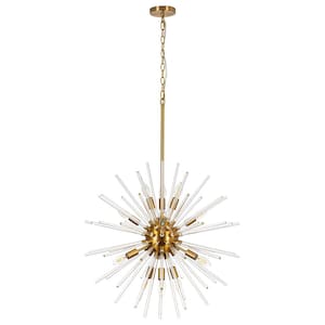Calzada 12-Light Contemporary Gold Sputnik Sphere Chandelier with Clear Glass Rod