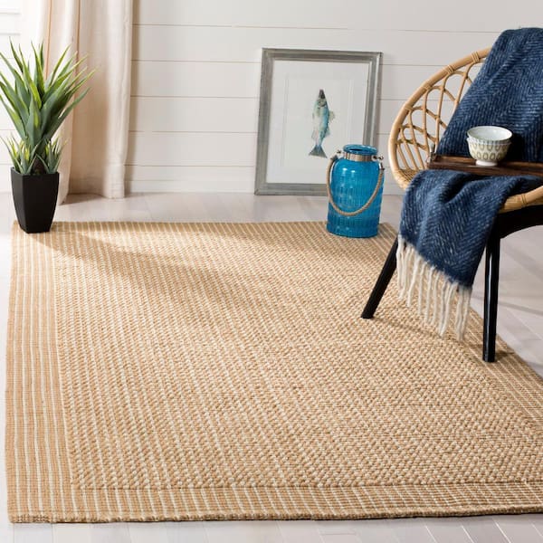 Natural Fiber Ivory/Beige Doormat 3 ft. x 4 ft. Border Area Rug
