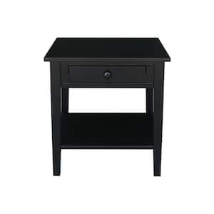 Spencer Black Solid Wood 25 in. H End Table