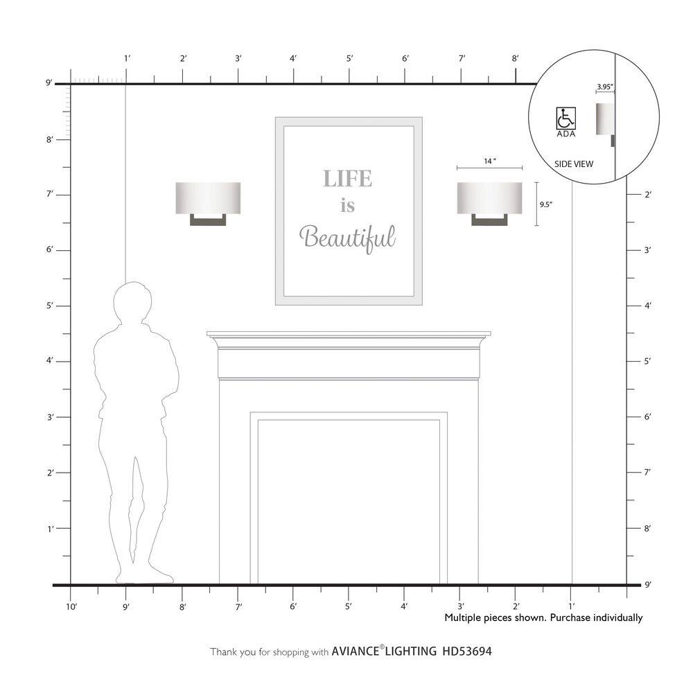 Brushed Nickel 2-Light Wall Sconce with Off-White Shade
