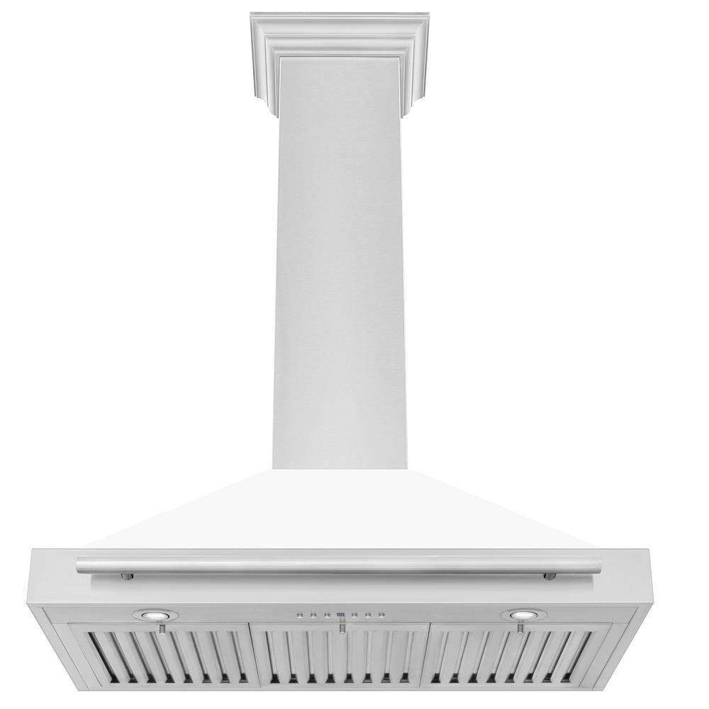 36" White Matte and Stainless Steel Wall Mount Range Hood