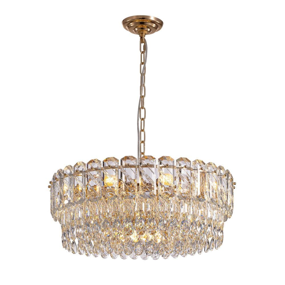 24 in. 11-Light French Gold Crystal Round Chandelier for Dining Room, Foyer, Living Room price history on PriceWatchPro
