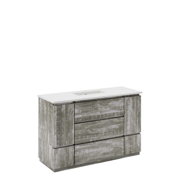 Fresca Formosa 54 in. Single Sink Freestanding Sage Gray Bath Vanity with White Quartz Top and Undermount Ceramic Sink