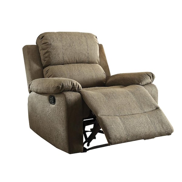 Benjara Brown Contemporary Microfiber Upholstered Metal Recliner with ...