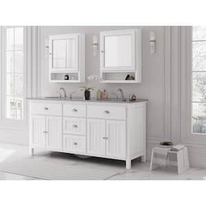 Ridgemore 71 in. W x 22 in. D x 35 in. H Double Sink Freestanding Bath Vanity in White with Gray Granite Top