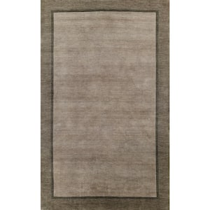 Beckton Grey 3 ft. 6 in. x 5 ft. 6 in. Solid 100% Wool Area Rug