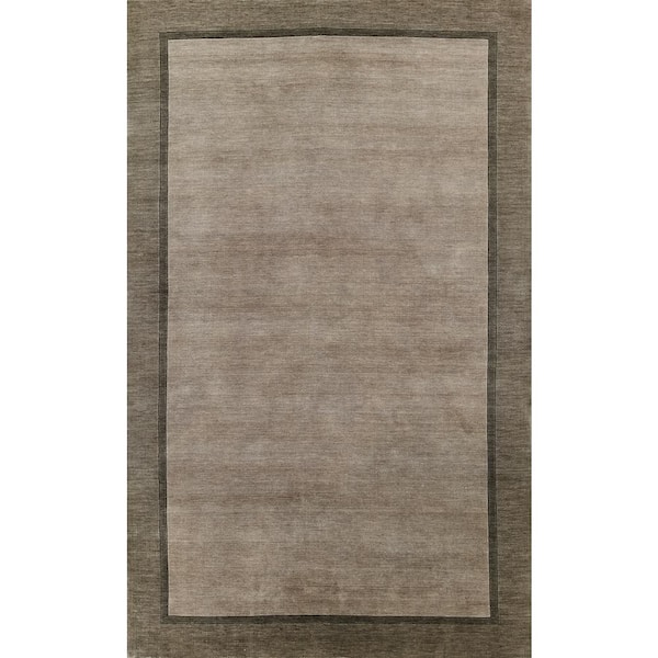 Momeni Beckton Grey 3 ft. 6 in. x 5 ft. 6 in. Solid 100% Wool Area Rug