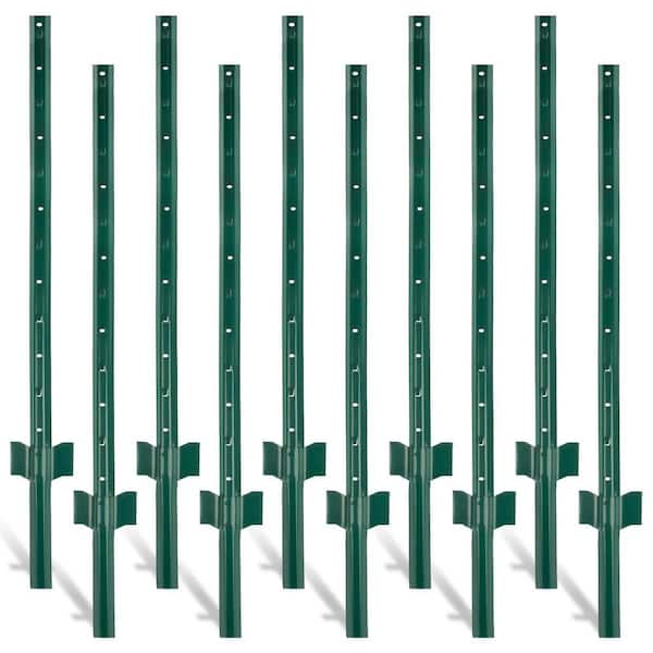 KIWDZFU 3 ft. Heavy Duty Metal Fence Posts U-Channel T-Post for Garden Wire Fence Corner Anchor Posts 10-Pack