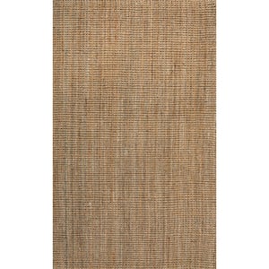 Biot Traditional Rustic Handwoven Jute Solid Natural 4 ft. x 6 ft. Area Rug