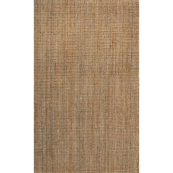 Biot Traditional Rustic Handwoven Jute Solid Natural 5 ft. x 8 ft. Area Rug