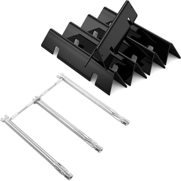 SHINESTAR Porcelain-Enameled 7636 Flavorizer Bars and Stainless Steel 69787 Burner Tubes Set for Weber GS4 Spirit II 300 Series