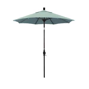 7.5 ft. Bronze Aluminum Pole Fiberglass Ribs Market Collar Tilt Crank Lift Outdoor Patio Umbrella in Spa Sunbrella