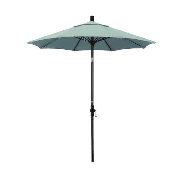 California Umbrella 7.5 ft. Bronze Aluminum Pole Fiberglass Ribs Market Collar Tilt Crank Lift Outdoor Patio Umbrella in Spa Sunbrella