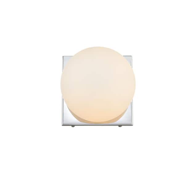 Unbranded Simply Living 6 in. 1-Light Modern Chrome Vanity Light with Frosted White Round Shade