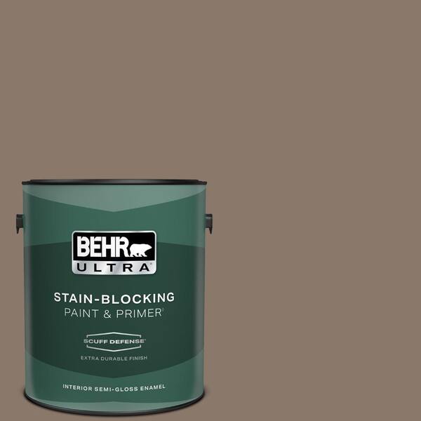 BEHR ULTRA 1 gal. #N210-5 Caffeine Extra Durable Semi-Gloss Enamel Interior Paint & Primer