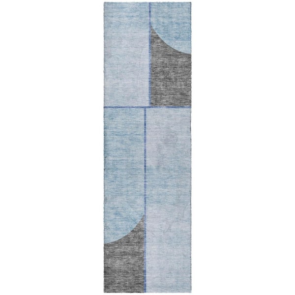 Dream Shag Premium Machine Washable Abstract ADS717 Sky 2 ft. x 7 ft. Runner Rug