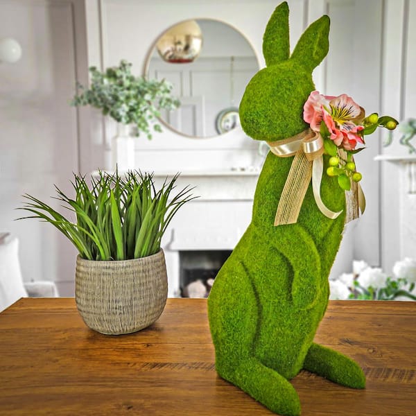 Bunnies by the Bay 8" Gray Bunny Rabbit Green Bow Easter Plush Stuffed Animal 