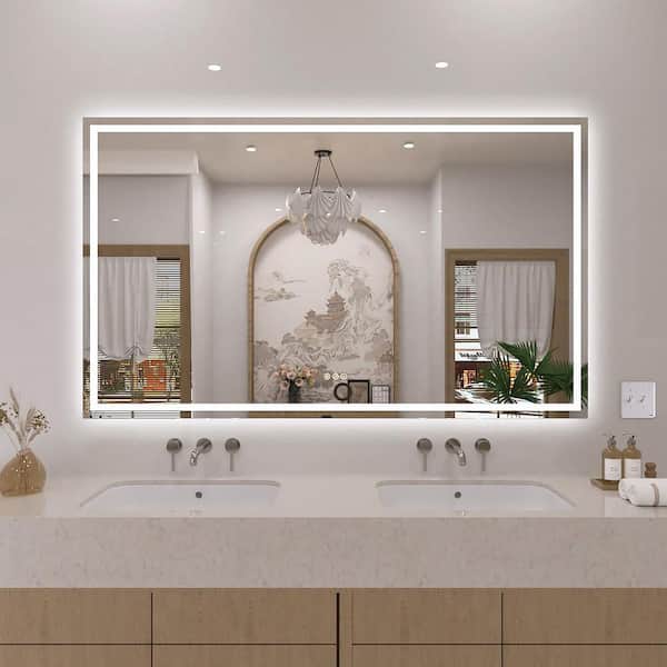 60 in. W x 36 in. H Rectangular Frameless LED Wall Bathroom Vanity Mirror