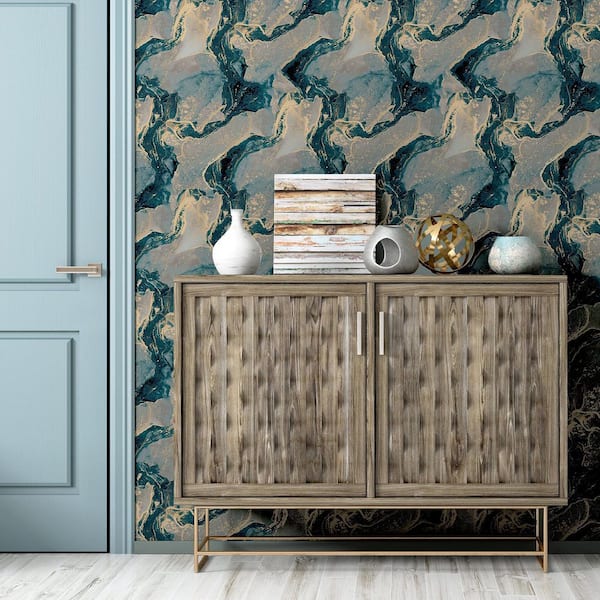 Ursula Dark Blue Abstract Wallpaper Sample