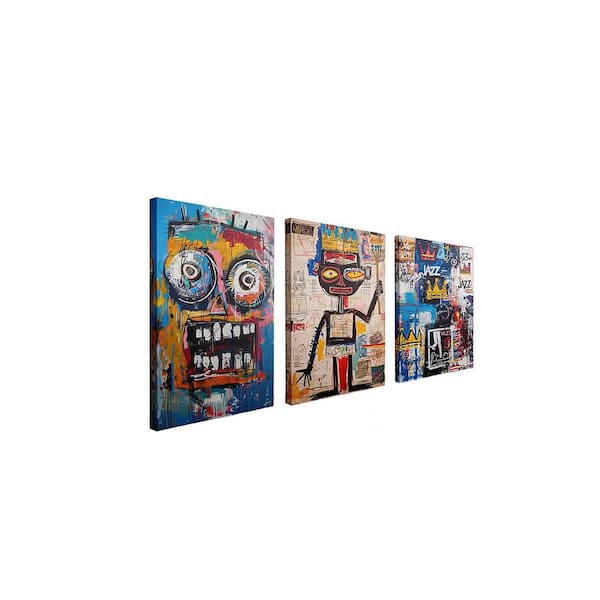 3 piece 16 x24inch banksy Canvas wall art, colorful abstract graffiti artwork Ready To Hang