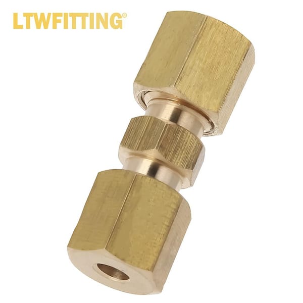 LTWFITTING Brass 3/8-Inch OD x 1/8-Inch Female NPT Compression Connector  Fitting(Pack of 5)