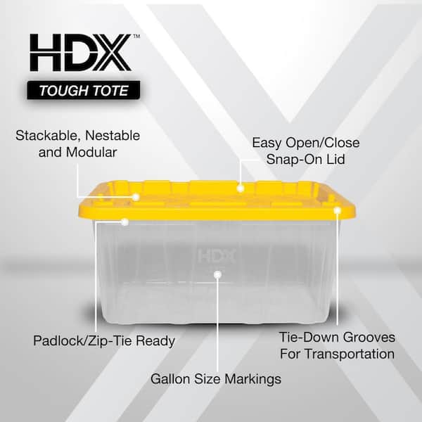 17 Gal. Tough Storage Tote in Clear with Yellow Lid
