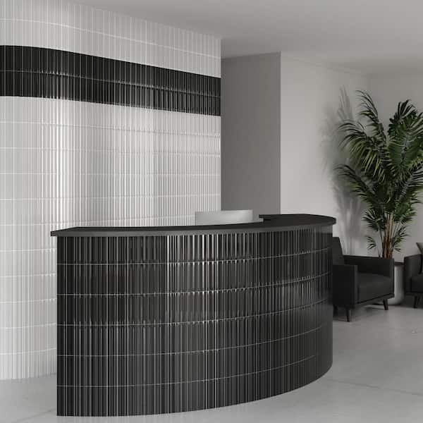 Crown Heights Maori Glossy Black 3 in. x 8 in. Ceramic Wall Tile (9.0 sq. ft. /Case)
