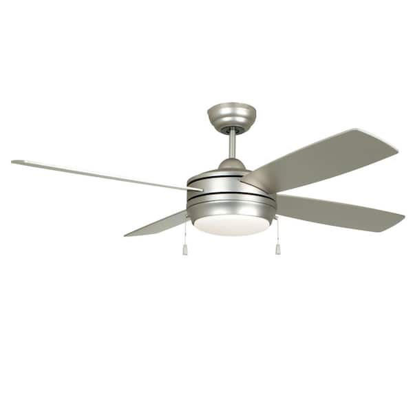 44 in. Brushed Nickel w/ Brushed Nickel/Maple Blades Angled Mount Ceiling Fan w/ Integrated LED Light & Pull Chains