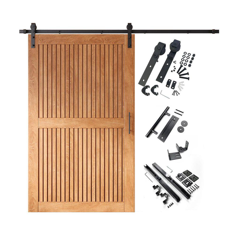 ST 48 in. x 84 in. C-Panel Early American Vertical Stripe Design Solid Pine Wood Sliding Barn Door with Hardware Kit price history on PriceWatchPro