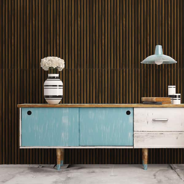 sunwings Brown 4/5 in. x 2 ft. x 3.93 ft. Wood Slat Acoustic 3D