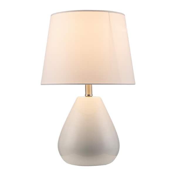 Bel Air Lighting Althea 15.5 in. 1-Light White Ceramic Table Lamp with White Linen Shade