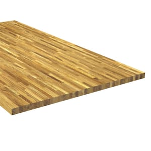 6 ft. L x 39 in. D Unfinished Oak Solid Wood Butcher Block Countertop Island with Eased Edge