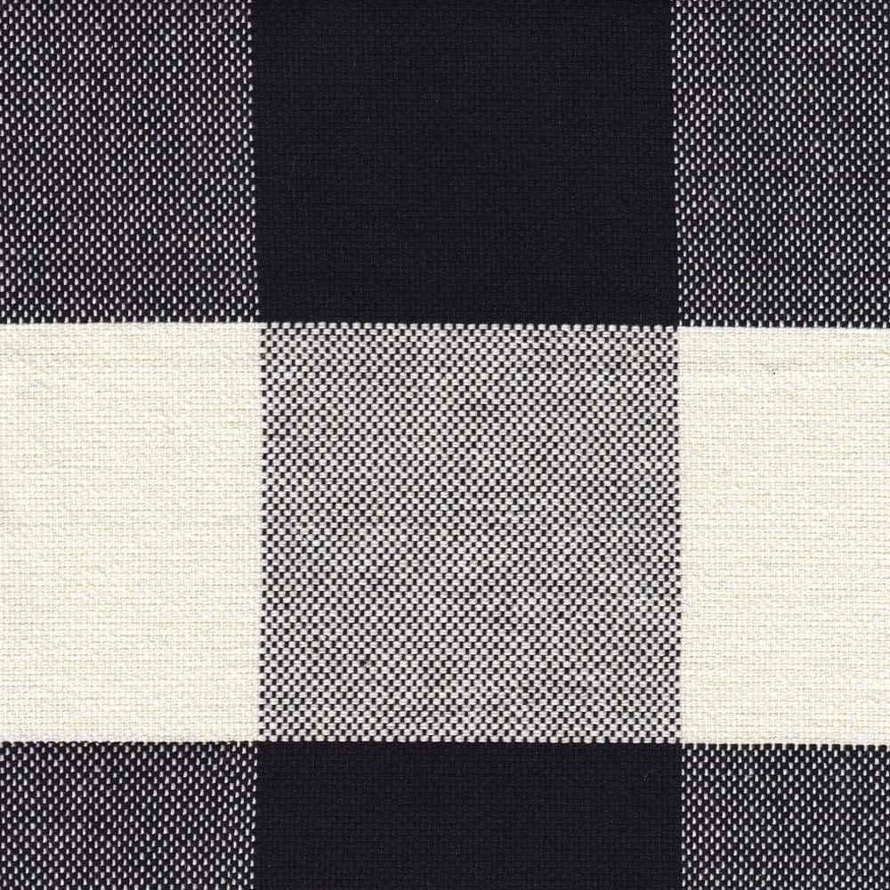 Black and White Plaid Wood Backless Counter Stool