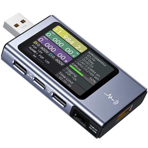 USB Tester 4-28-Volt 7 Amp LCD USB A and C Voltage Current Power Tester Multimeter with App Software