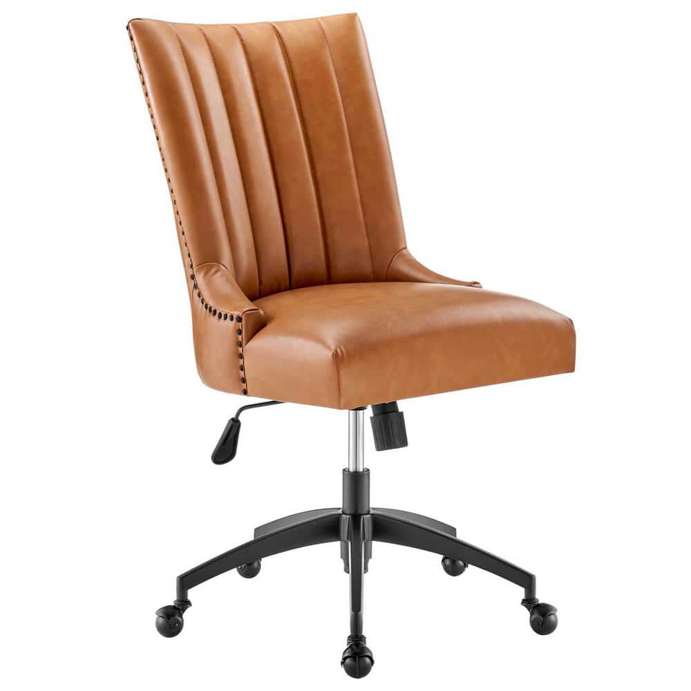 Empower Tufted Vegan Leather Swivel Office Chair in Black Tan