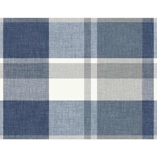 A-Street Prints Madaket Indigo Plaid Wallpaper Sample