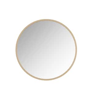 Halcyon 36 in. W x 36 in. H Large Round Metal Framed Wall Bathroom Vanity Mirror in Gold