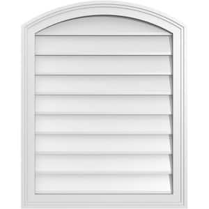 24 in. x 30 in. Arch Top Surface Mount PVC Gable Vent: Functional with Brickmould Frame