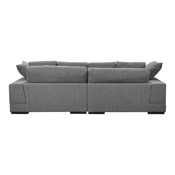 Monland 106 in. Wide Square Arm Polyester Fabric L-Shaped Sofa Oversized Deep-Seated 2-Pieces Sectional Couches in Dark Grey