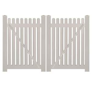Provincetown 10 ft. W x 3 ft. H Tan Vinyl Picket Fence Double Gate Kit Includes Gate Hardware