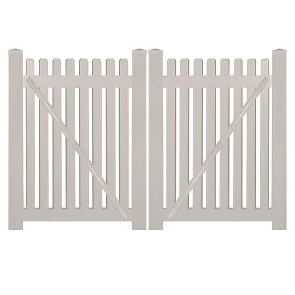 Weatherables Provincetown 10 ft. W x 3 ft. H Tan Vinyl Picket Fence Double Gate Kit Includes Gate Hardware