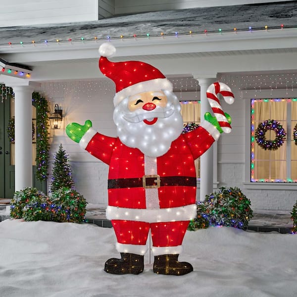 8 ft. Yuletide Lane Giant-Sized LED Santa with Candy Cane Y31