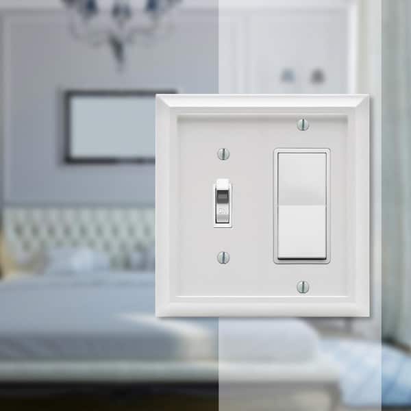 Deerfield 2 Gang 1-Toggle and 1-Rocker Composite Wall Plate - White