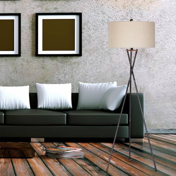 Fangio Lighting 63.5 in. Tripod Rust Black Metal Floor Lamp Fangio Lighting 63.5 in. Tripod Rust Black Metal Floor Lamp